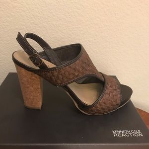 Kenneth Cole Reaction Brown Woven Summer Heels